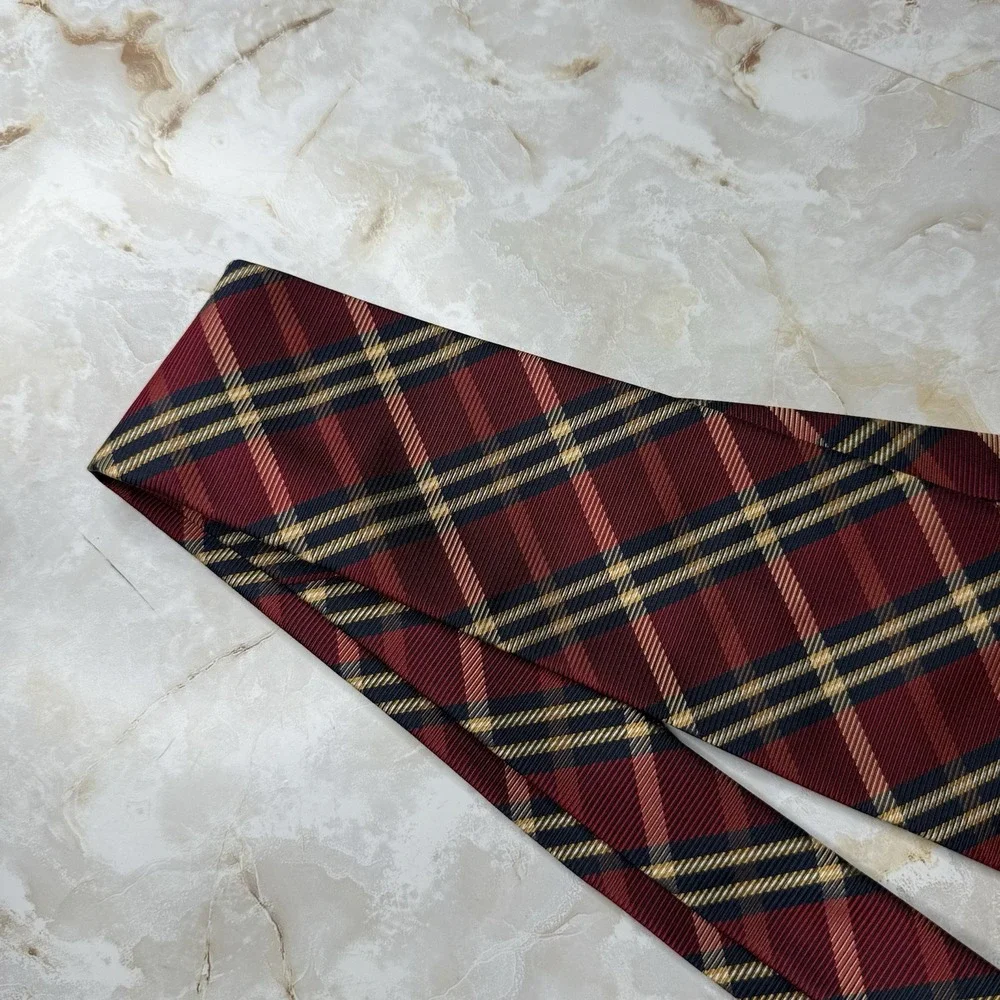 NWOT Jos. A. Bank‎ Men's Silk Necktie Red Blue Yellow Plaid 3 7/8